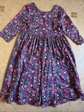 Mila and Rose Girls Navy Floral 3/4 sleeve Cotton Dress